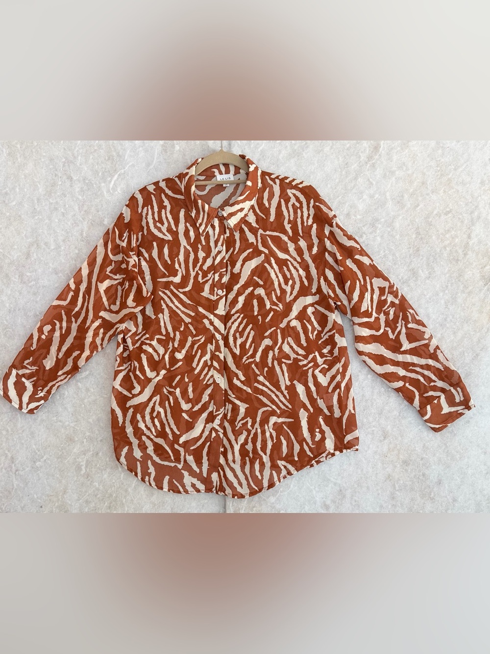 Rust Zebra Print Button-Up Shirt (SKU806)